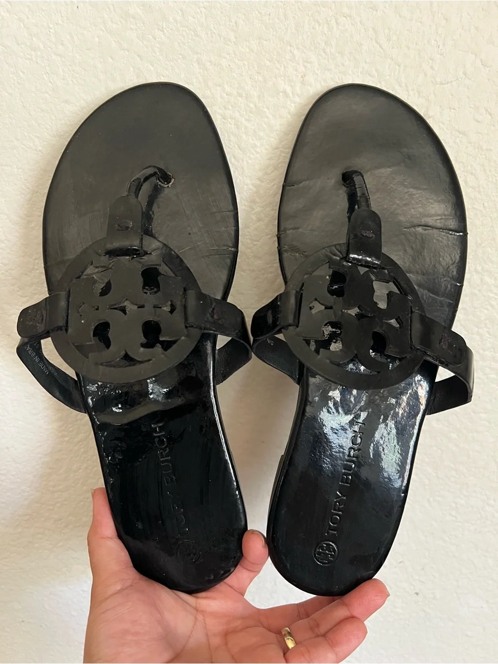 Tory Burch Miller Soft Women's Leather Memory Foam Slide Thong Sandals Size 10 M